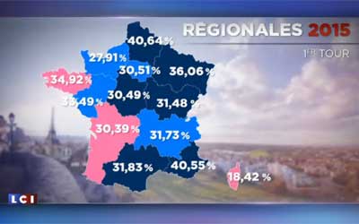 Résultats 1er tour régionales 2015